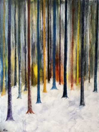 Træstammer og sne (Tree trunks and snow) af Lene Weiss