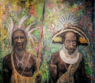 Tribesmen of Papua .. by Chris Præstegaard | maleri