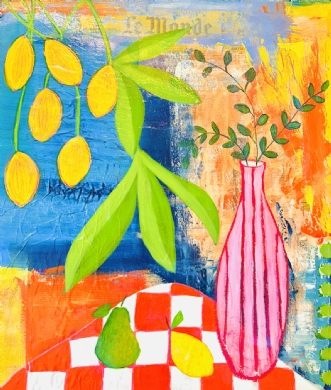 A lemon & a Pear by Lone Gadegaard Dyrby | maleri