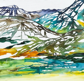 Mountain landscape, Sydgrønland 80 x 80 cm af Mette Hansgaard