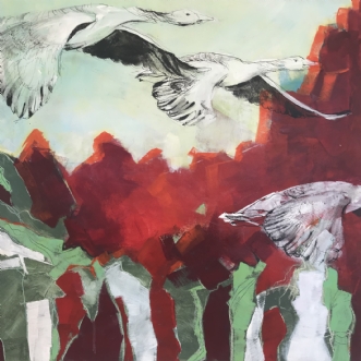 Flying geese by Maiken Buchwald | maleri