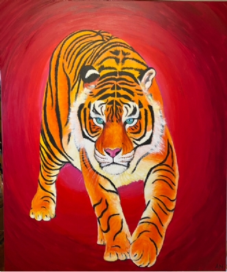 Tiger in Red af Annette Majgaard